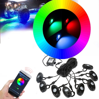 8 Pods RGB LED Rock Light for JEEP Off Road Trucks Cell Phone APP Bluetooth Flashing Multi-color Light Kit
