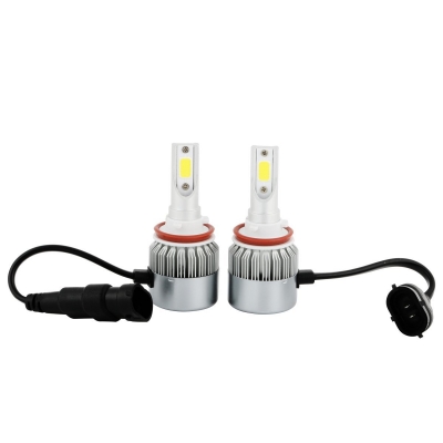Car Hi/Lo Beam LED Headlight Bulbs H11 72W 7600LM 6000K COB LED Pack of 2