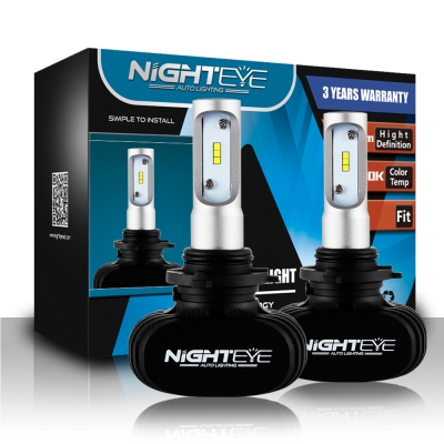 NIGHTEYE S1 Car LED Headlight Bulbs 9006/HB4 50W 8000LM 6500K SEOUL CSP LED Pack of 2