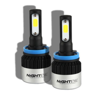 NIGHTEYE S2 Car LED Headlight Bulbs H11 72W 9000LM 6500K Bridgelux COB LED Pack of 2