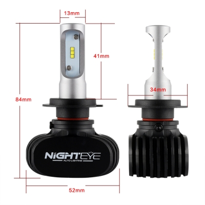 NIGHTEYE S1 Car LED Headlight Bulbs H7 50W 8000LM 6500K SEOUL CSP LED Pack of 2