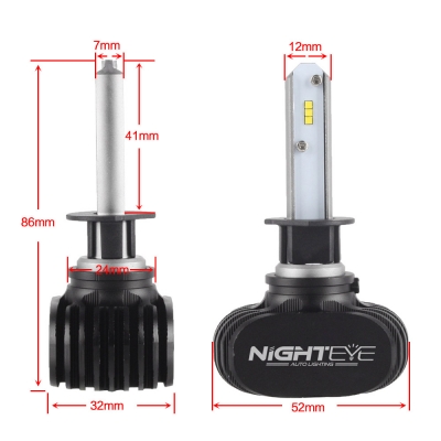 NIGHTEYE S1 Car LED Headlight Bulbs H1 50W 8000LM 6500K SEOUL CSP LED Pack of 2