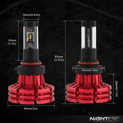 NIGHTEYE X1 Car LED Headlight Bulbs 9006/HB4 60w 10000LM 6500K LUXEON ZES LED Pack of 2
