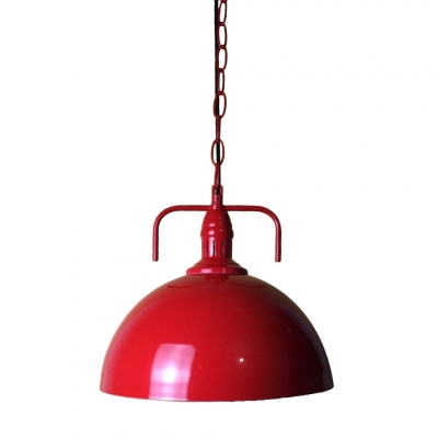 

7'' Wide Bowl Shape Red Finished Mini Barn LED Pendant, HL421586