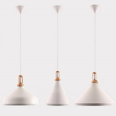 Modern Pendant Light with White Conical Shade, 17'' Width