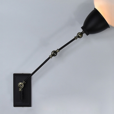 Industrial Dome Wall Sconce Adjustable in Black