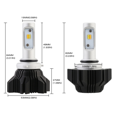 A359 Car LED Headlight Bulbs 9006 50W 8000LM 3000K Yellow& 6500K White LUXEON ZES LED, Pack of 2