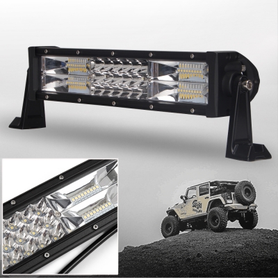 7D+ 13 Inch LED Work Light Bar 162W OSRAM Tri-Row Spot Flood Combo for Offroad 4x4 Jeep Truck ATV SUV 4WD Pickup Boat