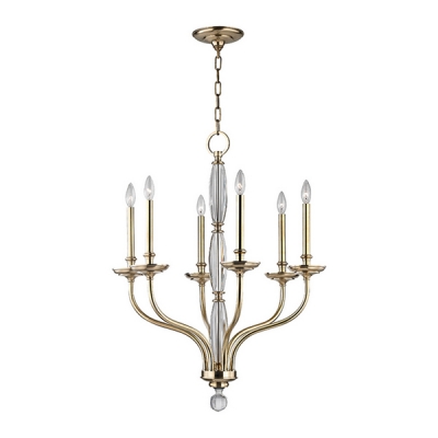 Candle Style Chandelier in Chrome/Gold Finish, 6 Lights