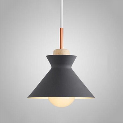 Wooden Pendant Light Conical Shade 10''