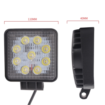 4 Inch Rectangle LED Work Light 27W Cree LED Flood Beam For Off Road 4x4 Jeep Truck ATV SUV Pickup Boat, 2 Pcs