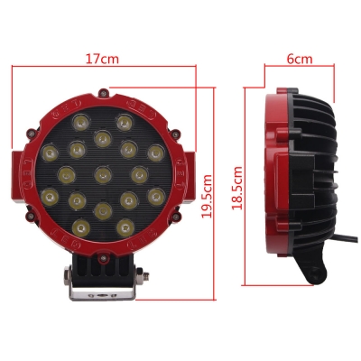 7 Inch Round LED Work Light 51W Spot Beam Driving Lamp For Off Road 4x4 Jeep Truck ATV SUV 4WD Pickup Boat, 2 Pcs