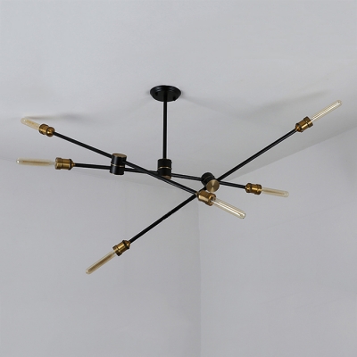 

Industrial Semi-Flush Mount Ceiling Light in Black Finish with 6 Edison Bulbs, Light Branch Adjustable, HL442915