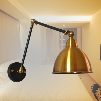 Industrial Dome Wall Sconce Swing Arm in Copper