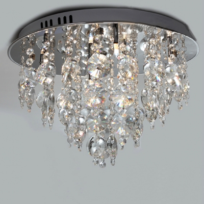 Grand Flush Mount Ceiling Light with Six Light  with Beautiful Crystal Falls Creating Glamorous Embellishment