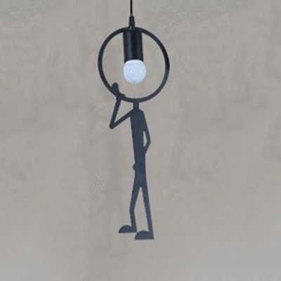 Metal Man LED Hanging Pendant Light Black 