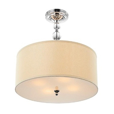 

White Semi-Flush Mount with Fabric Shade Crystal Accent, HL442349