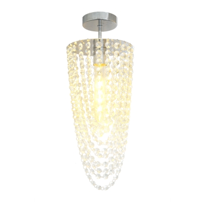 

Bold Design Gracefully Glittering Long Crystal Semi Flush Chandelier Ceiling Light, HL284908