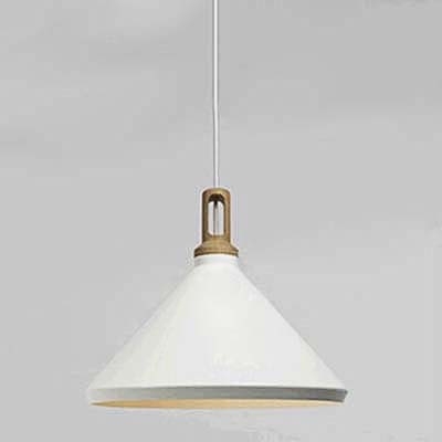 Modern Pendant Light with White Conical Shade, 17'' Width