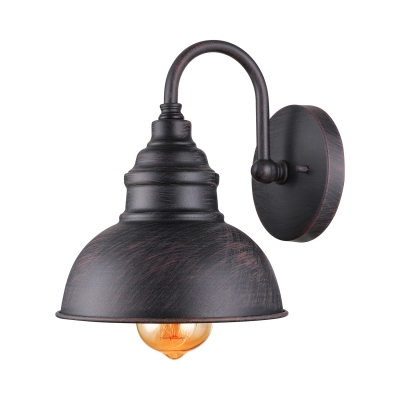 Industrial Wall Sconce Bowl Shade in Autumn Bronze