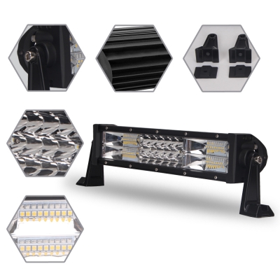 7D+ 13 Inch LED Work Light Bar 162W OSRAM Tri-Row Spot Flood Combo for Offroad 4x4 Jeep Truck ATV SUV 4WD Pickup Boat