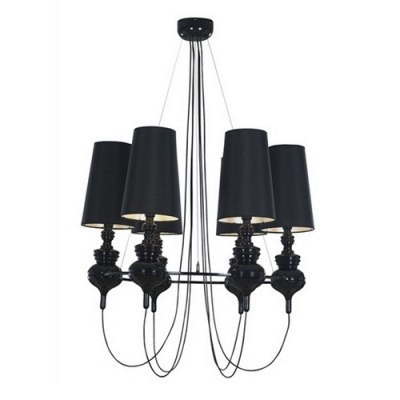 

Contemporary Chandelier in Black/Gold Finish with Fabric Shade, 6 Lights, HL442410