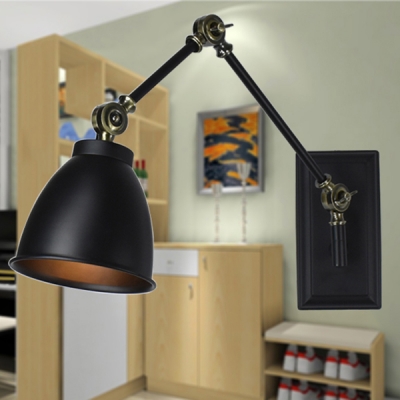 Industrial Dome Wall Sconce Adjustable in Black