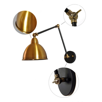 Industrial Dome Wall Sconce Swing Arm in Copper