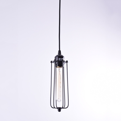 Single Light Slatted Hanging Pendant in Vintage Style