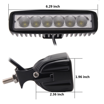 7 Inch LED Work  Light Bar 18W Flood Beam For Off Road 4WD Jeep Truck ATV SUV Pickup Boat, 2 Pcs