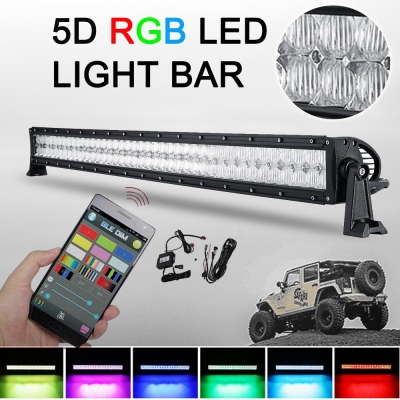 5D 42 Inch RGB Off Road LED Car Light Bar CREE 240W Flood And Spot Combo Beam For Off Road, Truck, SUV, BOAT, JEEP