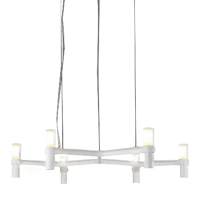 

Candelabra Crown Chandelier Modern, White 6-Lt