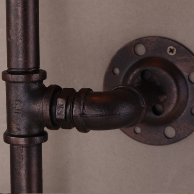 Industrial Wall Sconce in Water Pipe Style, Rust, 3 Lights