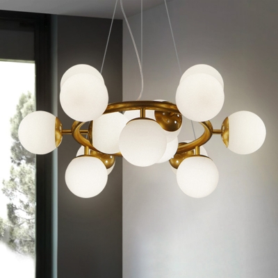Lateral Chandelier Pyramid White Globe