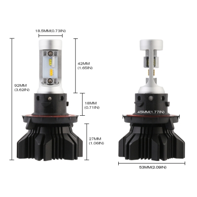 A359 Car LED Headlight Bulbs H13 40W 8000LM 3000K Yellow& 6500K White LUXEON ZES LED, Pack of 2