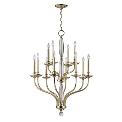 Candle Style Chandelier in Chrome/Gold Finish, 12 Lights