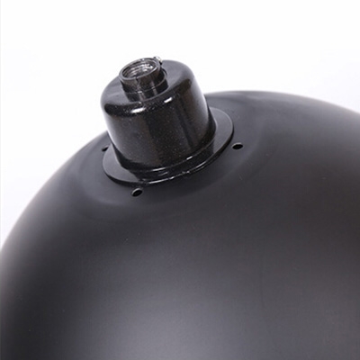 Industrial Semi-Flush Ceiling Fixture in Dome Shape, Black/ Silver