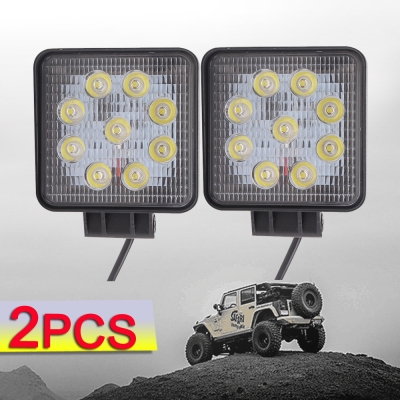 4 Inch Rectangle LED Work Light 27W Cree LED Flood Beam For Off Road 4x4 Jeep Truck ATV SUV Pickup Boat, 2 Pcs