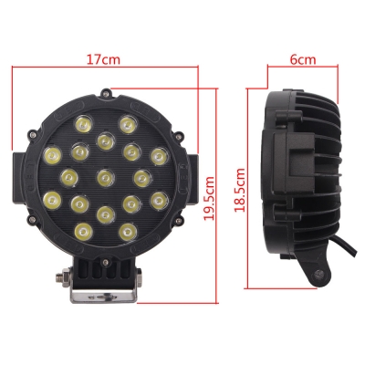 7 Inch LED Work Light 51W Cree LED Spot Beam Driving Light For Jeep Truck Off Road 4WD ATV SUV Pickup Boat, 2 Pcs