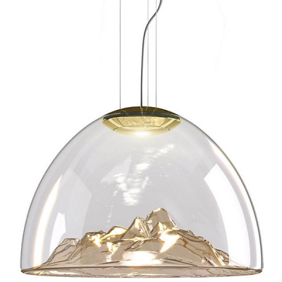Glass Pendant Light Mountain Golden Blown 21.65''