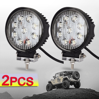 4 Inch Round LED Work Light 27W Cree LED Flood Beam For Off Road 4x4 Jeep Truck ATV SUV Pickup, 2 Pcs