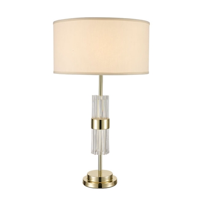 Contemporary Crystal Accent Table Lamp with Drum Fabric Shade