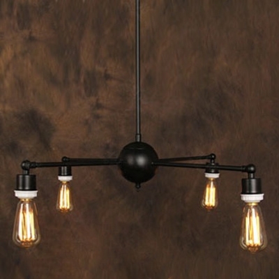 Industrial Retro Exposed Edison Bulb Style Chandelier, Downlighting with 4 Lights