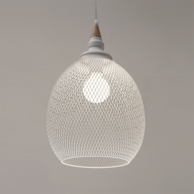 

White Mesh Shade Pendant Light Modern, 10'' W, HL440931