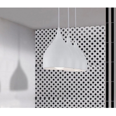 Modern Linear Multi-light Pendant with Black/White Teardrop Shade, 3 Lights