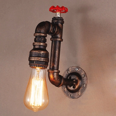 10'' H Aged Copper 1 Light Pipe LED Wall Sconce in Faucet Design