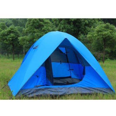 Zippered Double Doors Rainproof 4-Person Family Camping 3-Season Dome Tent