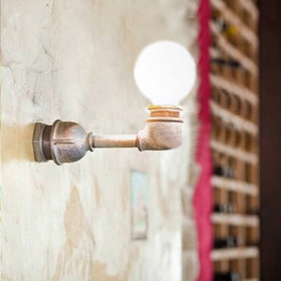 Industrial Wall Sconce in Silver Finish with Bare Edison Bulb, Long Pipe