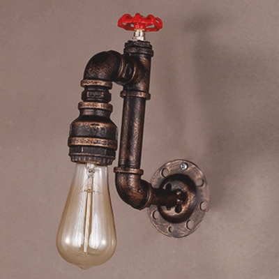 10'' H Aged Copper 1 Light Pipe LED Wall Sconce in Faucet Design