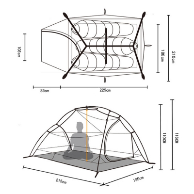 3-Person Silicone Fabric Layer 3-Season White Camping Dome Tent with Carry Bag